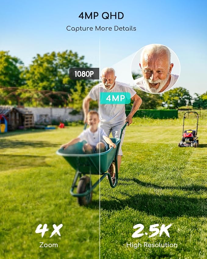 COOAU 4MP Solar Security Cameras Wireless Outdoor, 64GB Local Storage Outdoor - Image 2