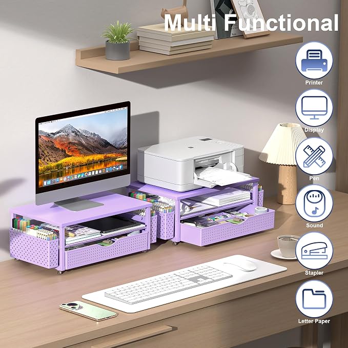 Spacrea Desk Organizer and Accessories, Computer Monitor Stand Riser - Image 4
