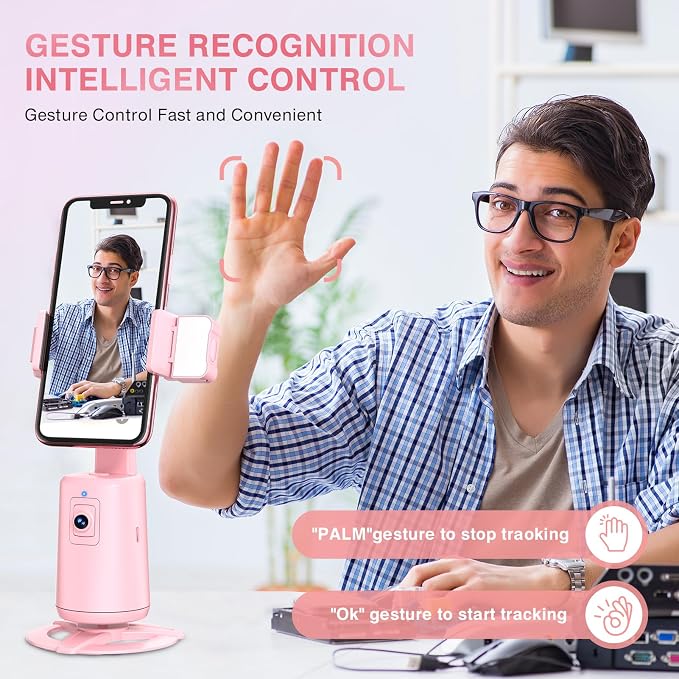 Auto Face Tracking Tripod 360° Rotating Cell Phone Photo and Video Kits Stand - Image 2