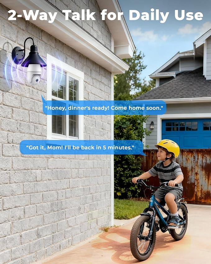 Light Bulb Security Cameras Wireless Outdoor, 5G&2.4GHz 4MP Security Camera - Image 2