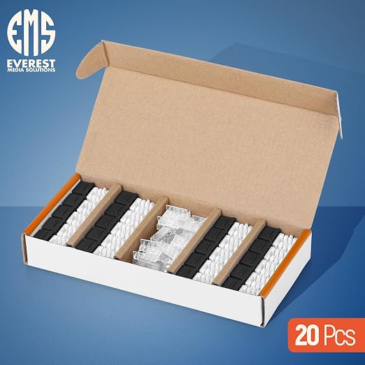 Everest 90° Angled RJ45 Cat6A Keystone Jacks 20-Pack in Black - Image 2