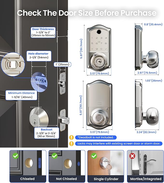 Veise VE018 Smart Knob Handle Lock - Image 8