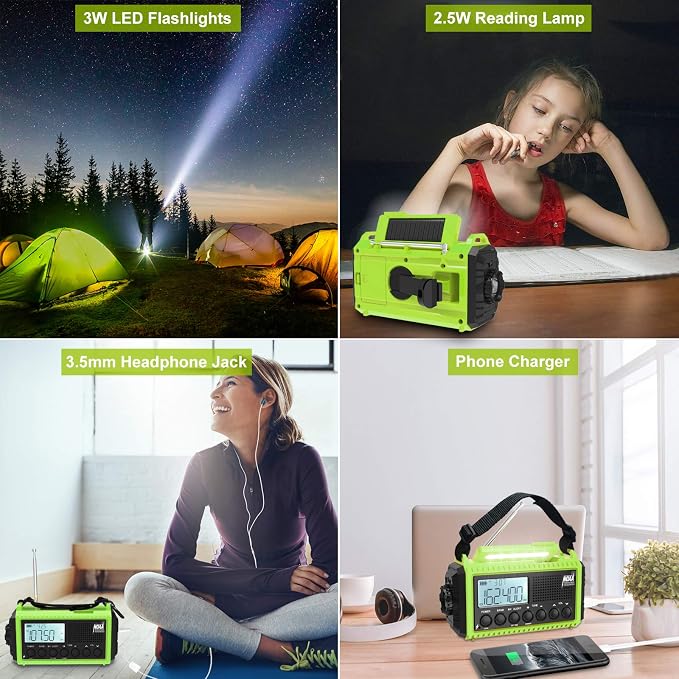 Raynic Emergency Weather Radio, 5000mAh/18500mWh Weather Radio, Portable Solar - Image 3