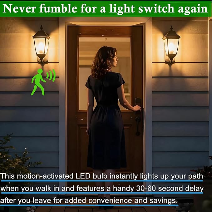 4 Pack Motion Sensor Light Bulbs, Motion Activated Dusk to Dawn A19 E26 LED Bulb - Image 2