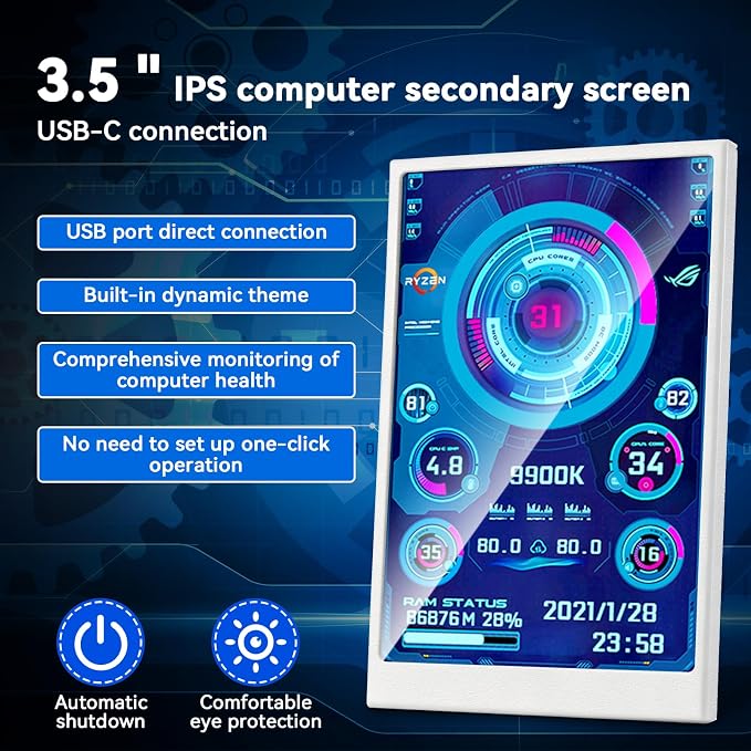 3.5 Inch IPS USB Mini Screen No Installation AIDA64 Pc Case Screen Computer - Image 2