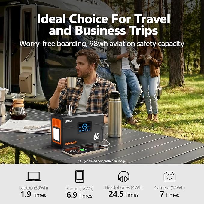HOWEASY Portable Power Station 135W（270W Peak), Backup Lithium Battery - Image 4