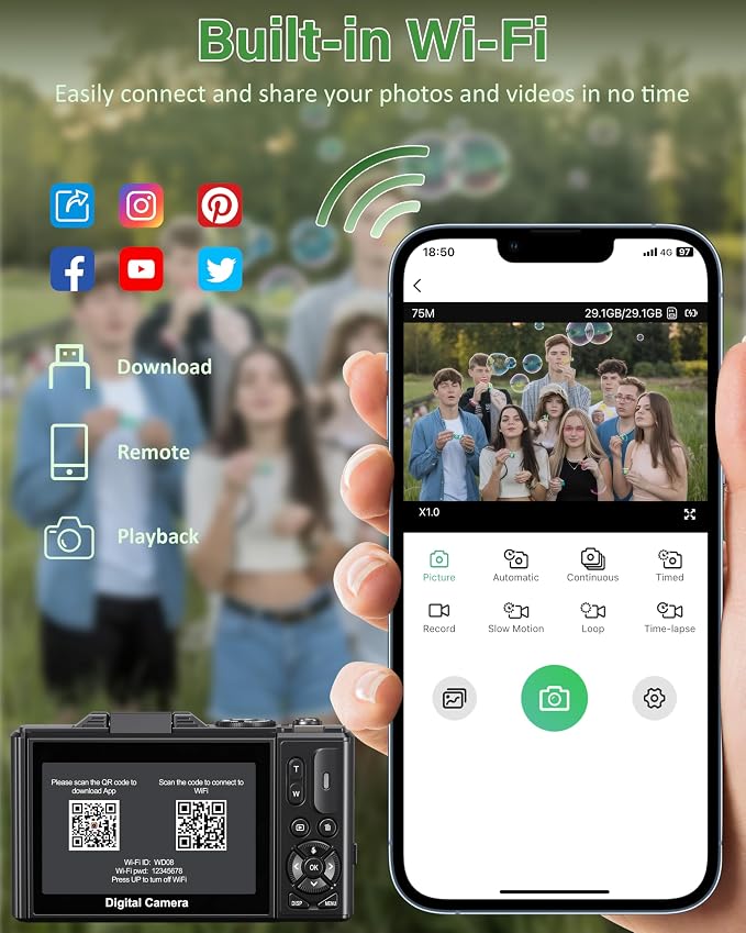 5K Digital Camera for Photography, 75MP WiFi Vlogging Camera for YouTube - Image 5