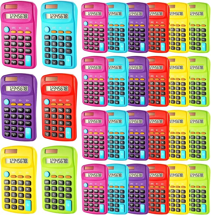Weewooday 6 Pieces Small Basic Calculator Bulk 8 Digit Solar Battery Dual Power by Weewooday