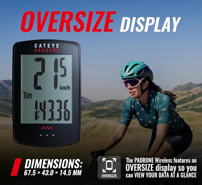 CATEYE Padrone Wireless Bike Computer – Oversized Display Cyclocomputer - Image 4