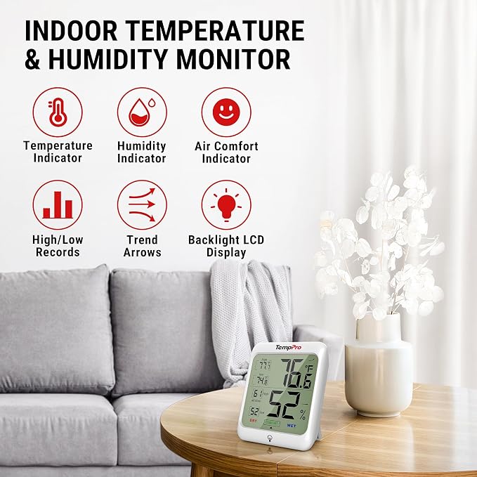 TempPro TP53 2 Pack Digital Hygrometer Indoor Thermometer - Image 2