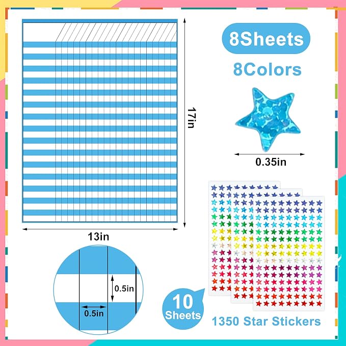 8 Pack Colorful Dry Erase Incentive Chart Multi-Color Classroom Laminated Dry - Image 2