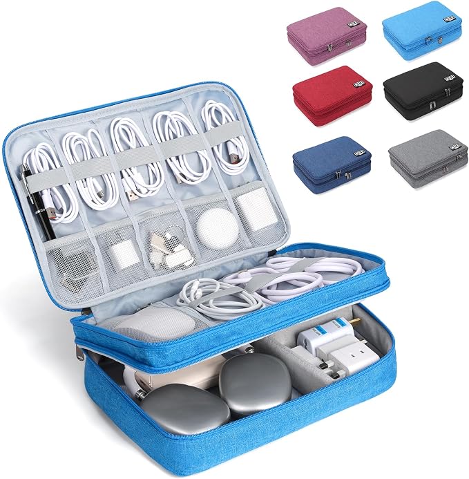 Large Electronic Organizer Travel Case, Double Layer Tech Accessories Bag by Unknown