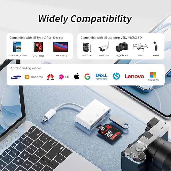 3IN1 SD Card Reader, USB C SD Card Reader, supports SD and MicroSD memory card - Image 4