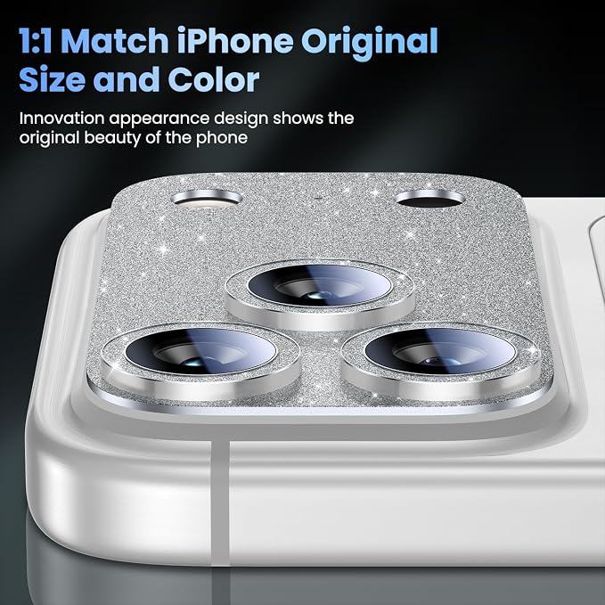 Uyiton for iPhone 17-Pro-Max Camera-Lens Protector: Bling Metal Tempered Glass - Image 5