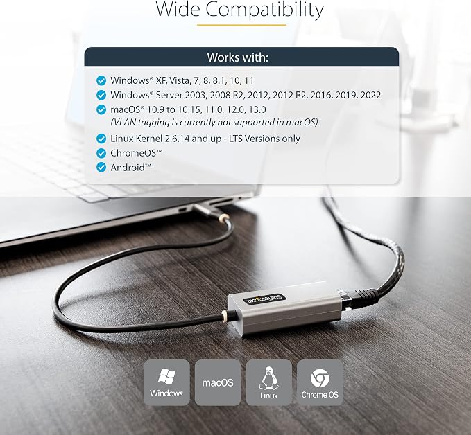 USB-C to Ethernet Adapter, 10/100/1000 Mbps, Gigabit Network Adapter, ASIX - Image 5