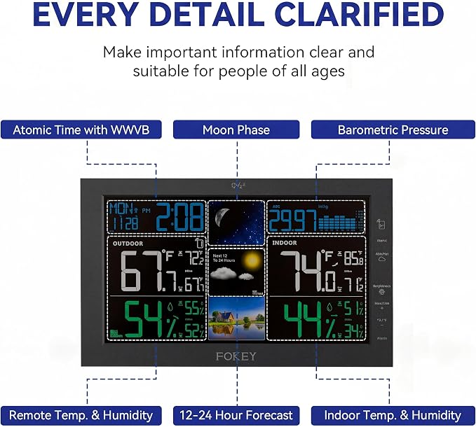 Weather Station Wireless Indoor Outdoor, Indoor Outdoor Thermometer Wireless - Image 4
