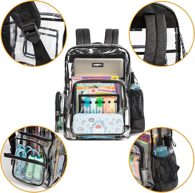 J.CARP Clear Bag Heavy Duty Backpack Durable Transparent See Through Bag - Image 4