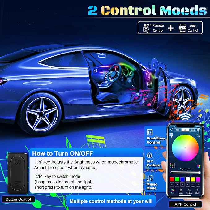 Dreamcolor Acrylic Interior Car LED Strip Light - Image 4