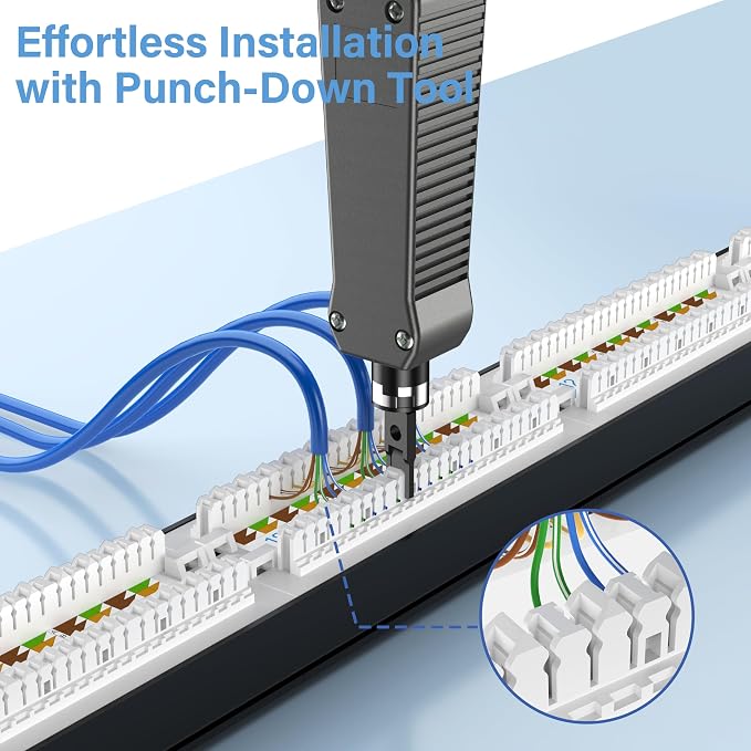 Jadaol 24 Port Cat6 Patch Panel, 1U 19 Inch Rackmount Punch Down Network Panel - Image 4