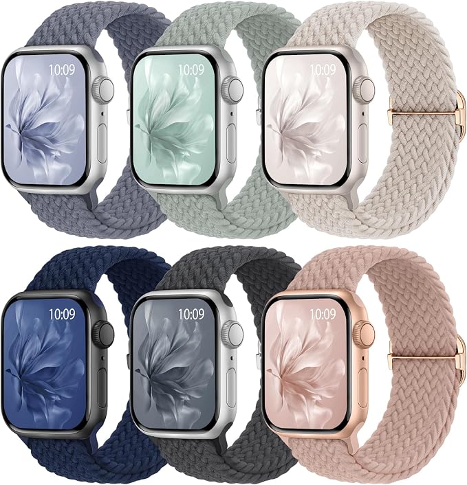 6 Pack Braided Stretchy Bands Compatible by KnossenWatchBand