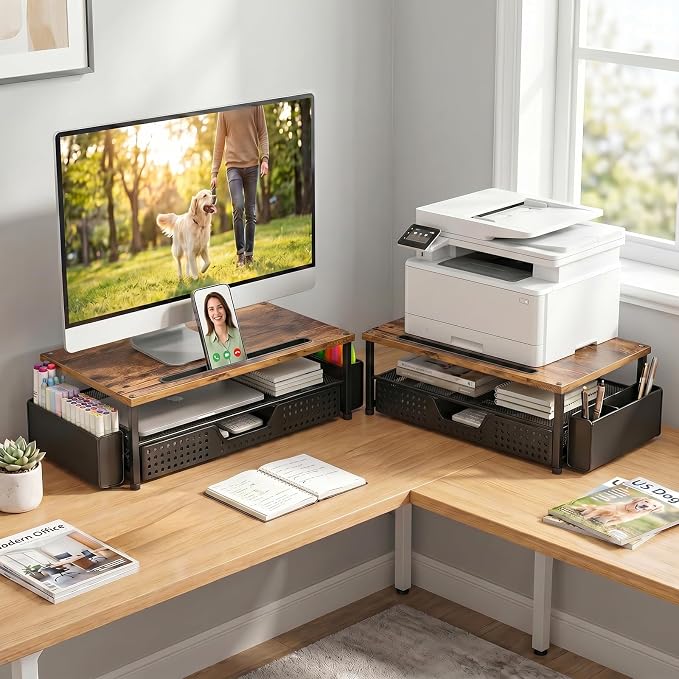 Desk Organizer and Accessories, 2-Tier Computer Monitor Stand Rise - Image 7