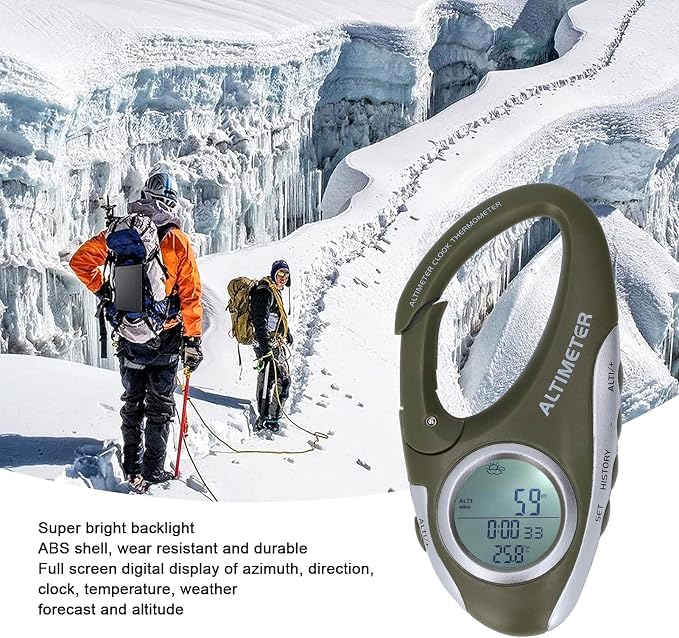 HERCHR Digital Altimeter, Hiking Thermometer Portable Compass - Image 7