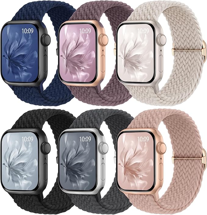 6 Pack Braided Stretchy Bands Compatible by KnossenWatchBand