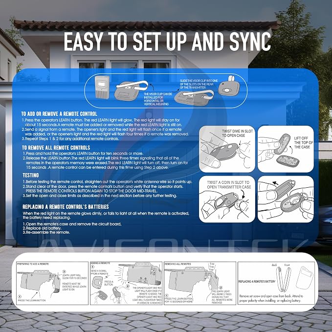 Avisontek 2-Pack for Linear MCT-3 Garage Door Opener Remote Megacode, LD033 - Image 9