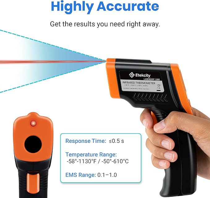 Etekcity Infrared Thermometer Laser Temperature Gun 1080, -58°F~ 1130°F - Image 7