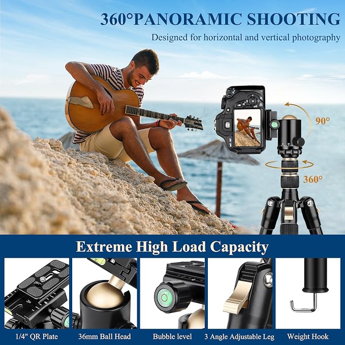 77" Aluminum Camera Tripods & Monopods, Victiv Compact Travel Tripod - Image 2