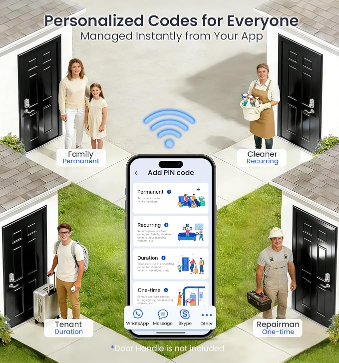 Veise VE012W Built-in WiFi Fingerprint Smart Lock, App Remote Control, - Image 6