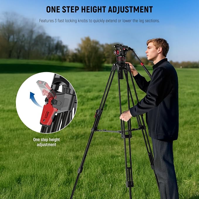 NEEWER 78" Video Camera Tripod Carbon Fiber - Image 3