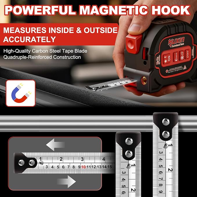 3-in-1 Laser Tape Measure - 196ft Max Laser Distance Meter & 16ft AutoLock - Image 6