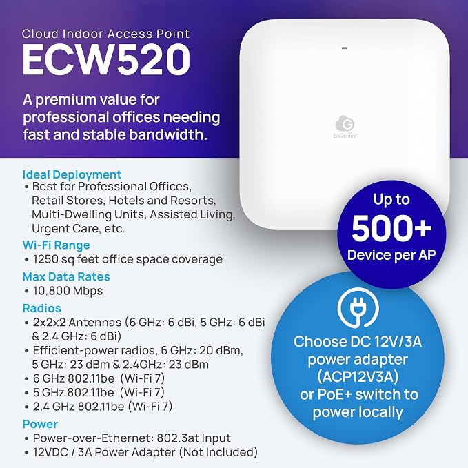 EnGenius ECW520 Wi-Fi 7 Tri-Band Indoor Access Point – 10.8 Gbps Speeds - Image 7