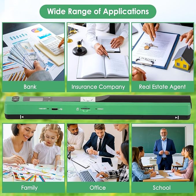 Portable Handheld Scanner A4, 900 DPI Document & Photo Scanner Green, Mobile - Image 6