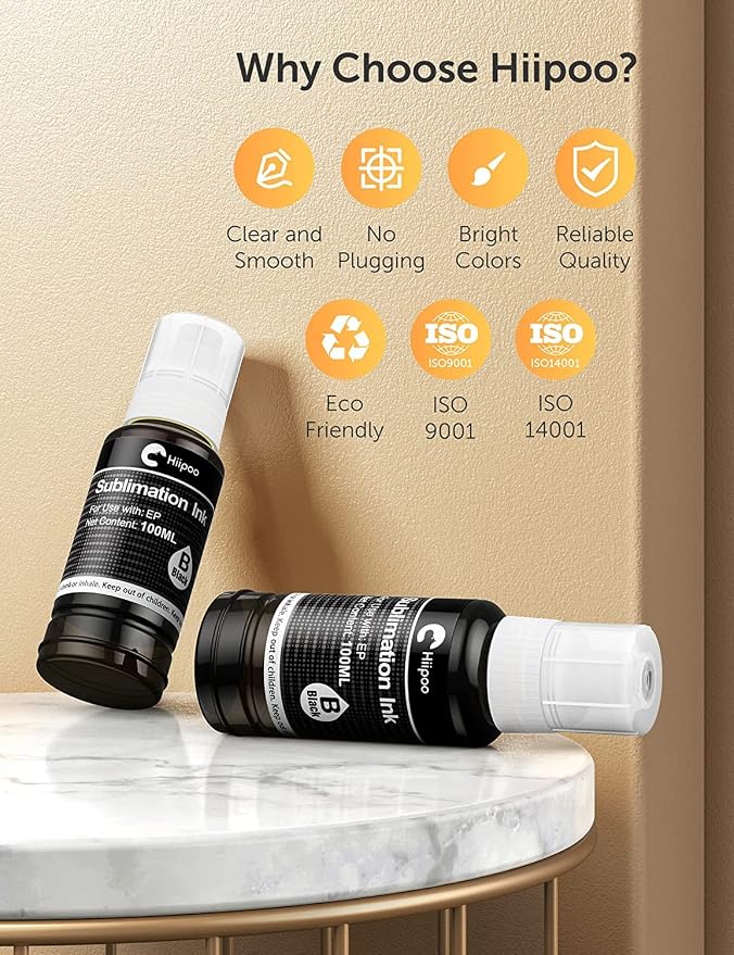 Hiipoo Sublimation Ink Refilled Bottles Compatible - Image 4