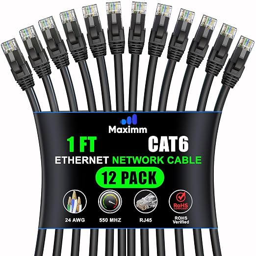 Maximm Cat 6 Ethernet Cable - 1 ft - High-Speed LAN by MaximmCable