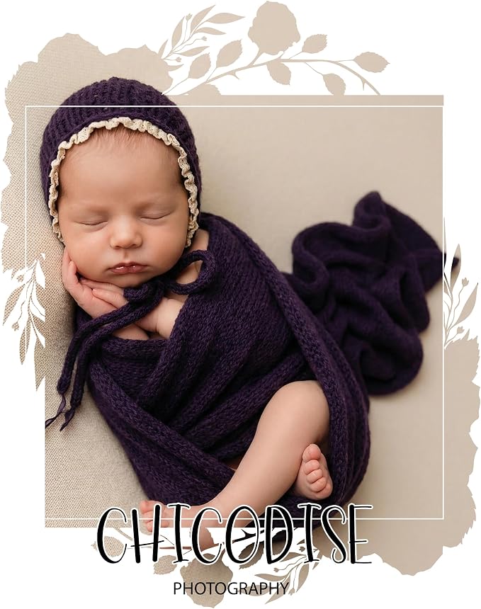 Newborn Photography Props Wraps & Ruffle Edge Bonnet - Image 2