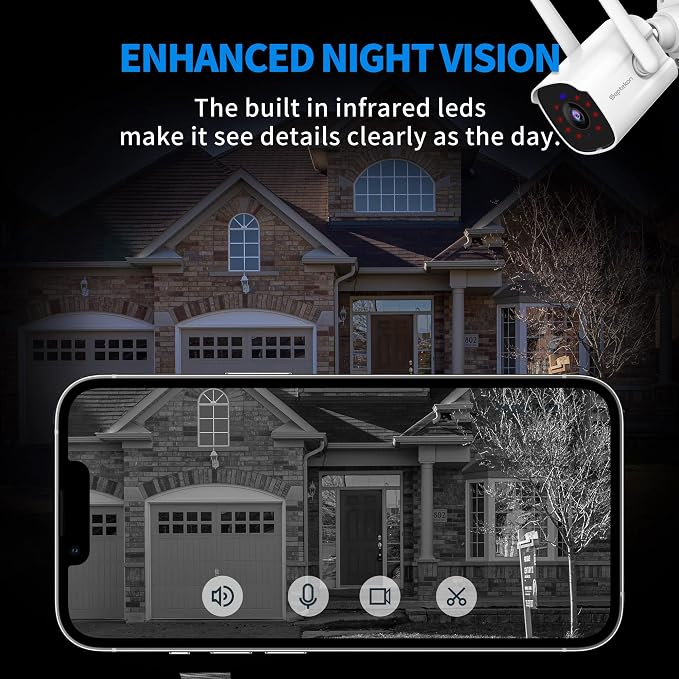 Septekon 2K Home Security Cameras, 4 Pack Wired WiFi Outdoor Security Cameras - Image 5