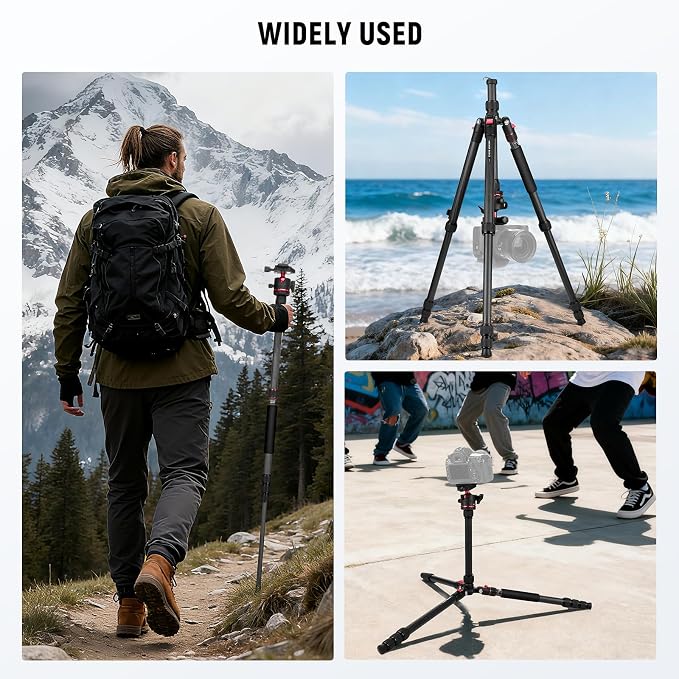 NEEWER Basics Carbon Fiber Travel Tripod Monopod, Arca Type Ball Head, Max Load - Image 7