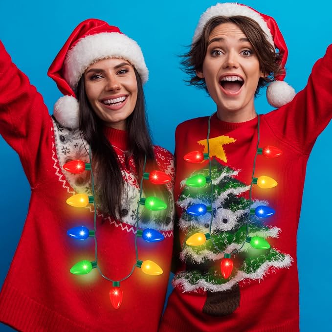 QZYL 8 Pack Christmas Necklace Light Up, Colorful Christmas Party Favor - Image 7