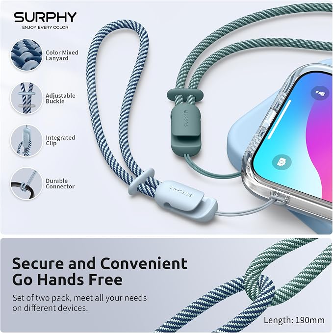 SURPHY 2 Pack Phone Lanyard for Cellphone Case, Phone Wrist Strap for Case - Image 2