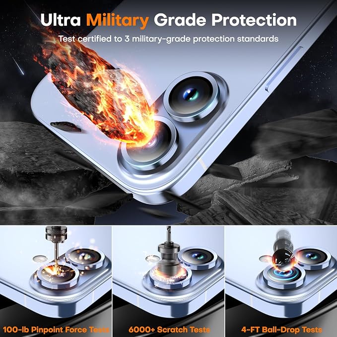 Camera Lens Protector for iPhone 17/16/16 Plus, Tempered Glass Metal Individual - Image 6