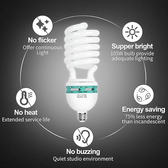 EMART Full Spectrum Light Bulb, 105W Spiral CFL 5500k Daylight - Image 6