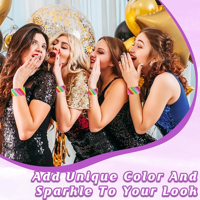 3/6 Pcs Rave Multi-layer Bracelets Stretch Rainbow Bracelets Multi Color Beaded - Image 7