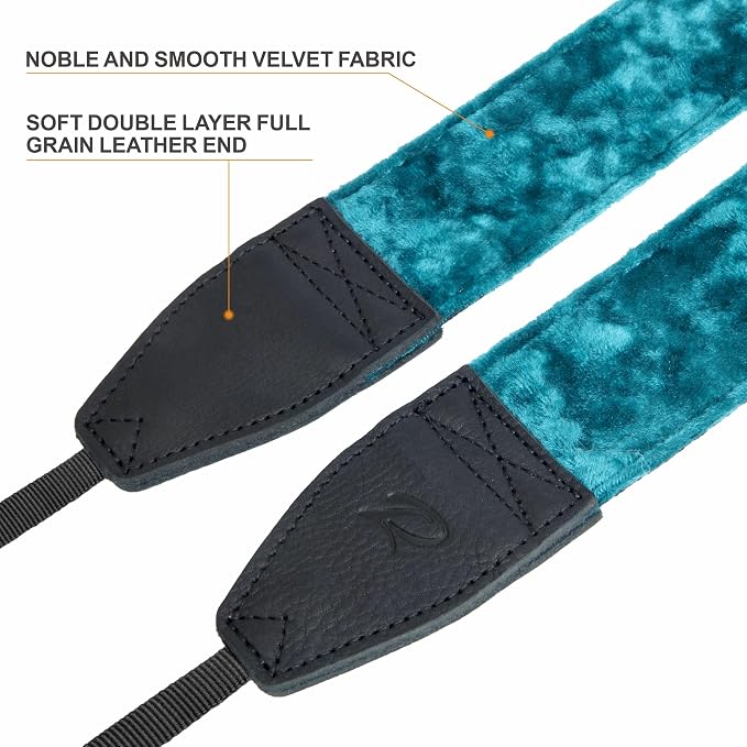 Padwa Lifestyle Peacock Blue Velvet Camera Strap - Image 3
