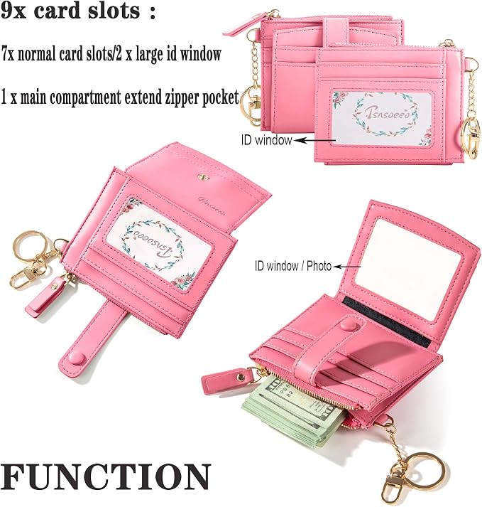 Keychain Wallet Wristlet Small Credit Card Holder Bracelet Key Chain Purse - Image 3