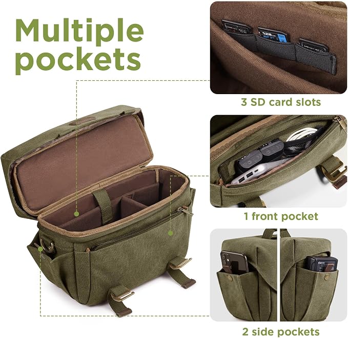 SMRITI Canvas DSLR Camera Bag, Camera Messenger Bag - Image 3