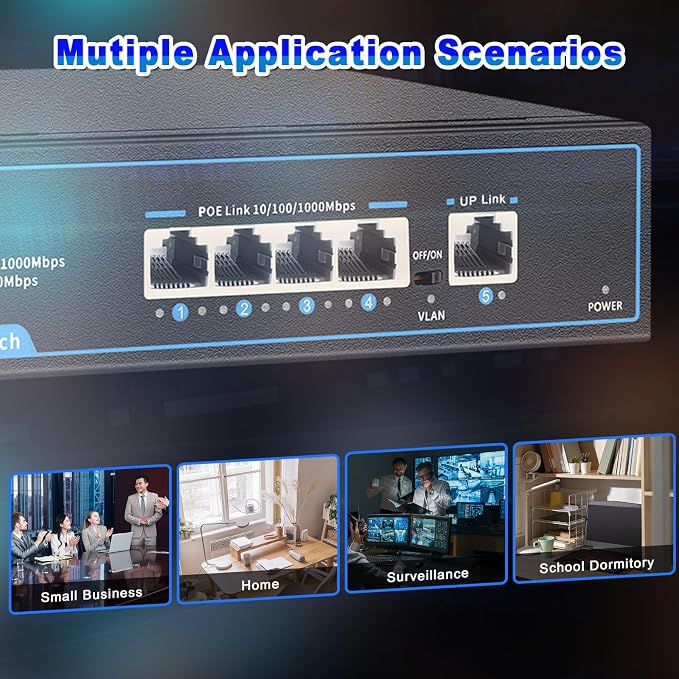 PoE+ Ethernet Switch, IEEE802.3af/at, Desktop/Wall Mount, - Image 6