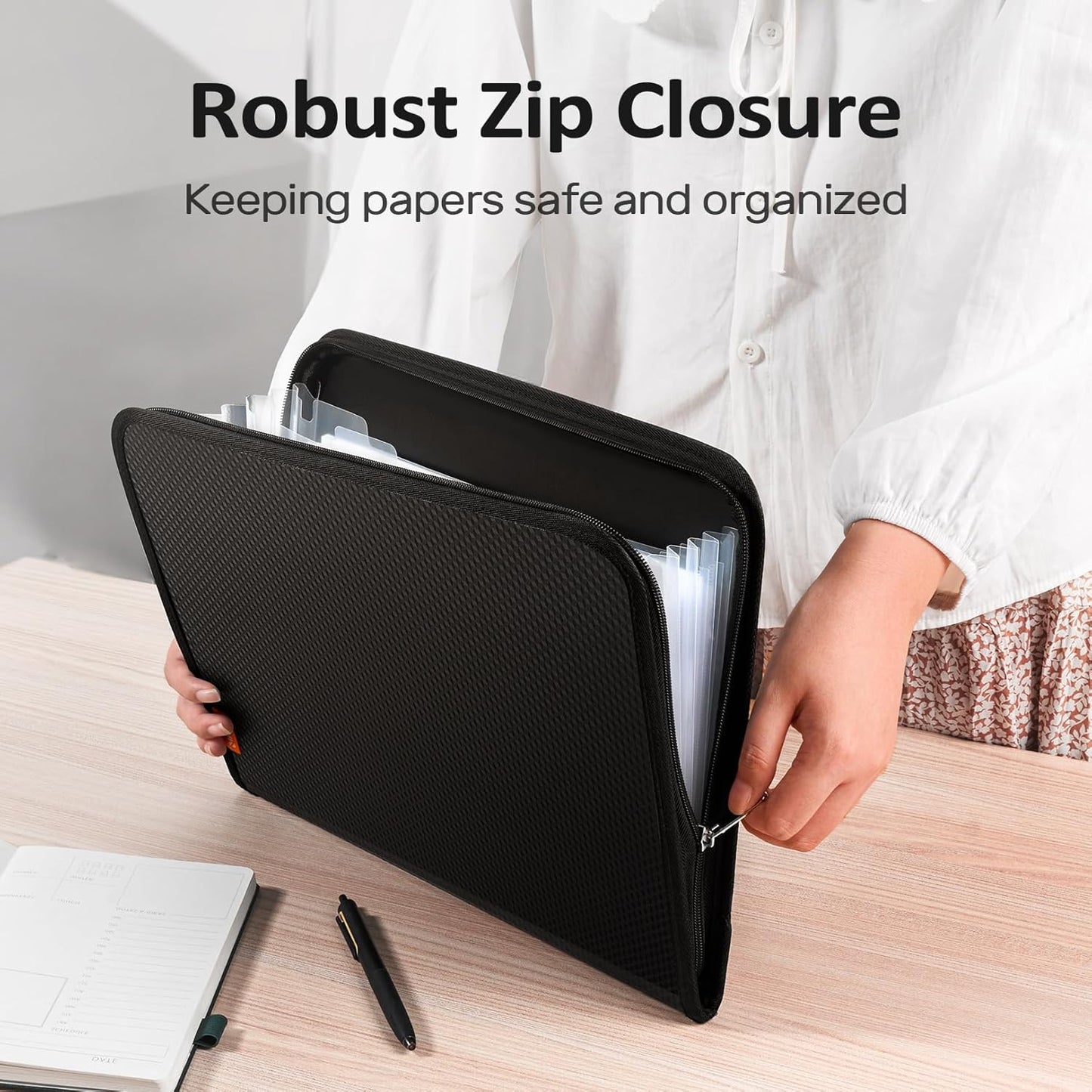 Sooez 7 Pockets Accordion File Organizer, Zipper Expanding File Folder, Heavy Duty Folder Organizer, Sleek Letter Size Accordion Folder, Portable Expandable File Folder for Documents, Purple